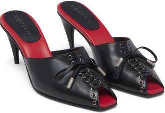 Alexander McQueen Lexie Peep Toe Sandal in Black/red at Nordstrom, Size 37.5