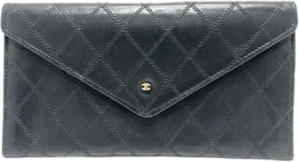 Chanel Pre-owned Wallets, female, Black, Size: ONE SIZE Pre-owned Leather Wallet