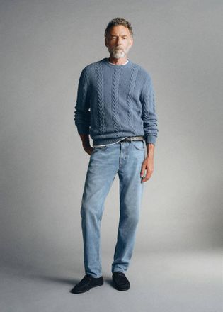 Mango SWEATER CABLE blu porcellana - Uomo - XXL - MANGO MAN