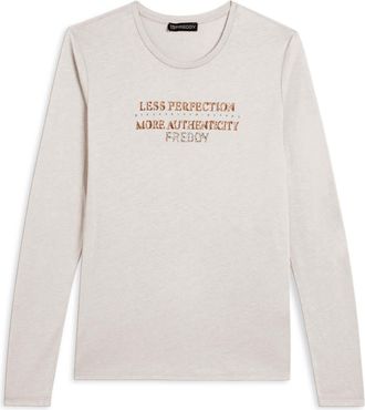 Freddy T-shirt donna manica lunga con grafica metallizzata