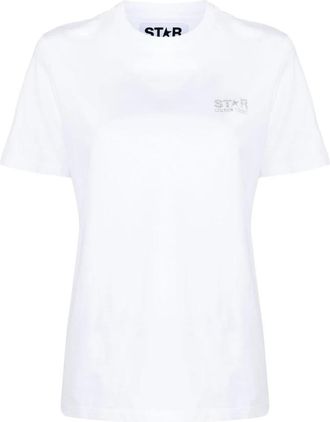 Golden Goose T-shirt met sterrenprint en korte mouwen - Dames - T-shirts - Wit - L - Katoen - Tops