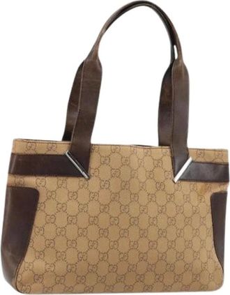 Gucci Pre-owned Tote Bags, female, Beige, Size: ONE SIZE Pre-owned GG Canvas Tote Bag