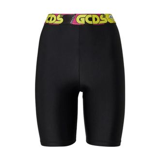 GCDS Gcds, Korte Broeken, Dames, Zwart, S, Logo Taille Fietsbroek