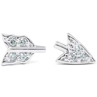 Pompeii3 14k White Gold Arrow Diamond Studs Womens Dainty Fashion Earrings