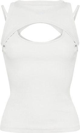 Off-white layered cut-out tank top - women - Elastane/Cotton - 36 - Neutrals