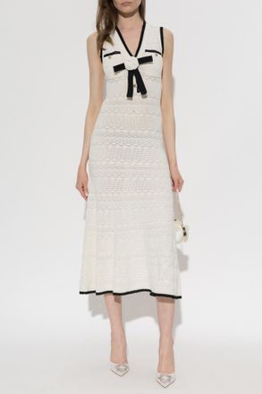 Self Portrait Dress With A Decorative Weave, Womens, White