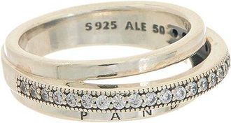 Pandora Signature Silver Cz Logo Ring