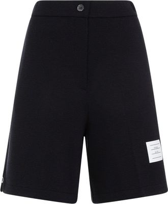 Thom Browne High Waisted Navy Virgin Wool Shorts