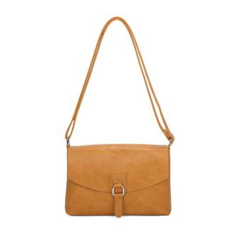 Generic Vegan Leather Crossbody Bag, PU Leather Shoulder Bag with Buckle Closure, 27x18x4 cm (Yellow)