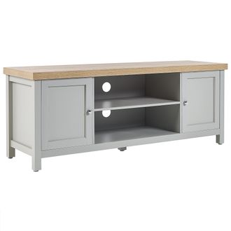 Beliani Beliani - Mueble Tv Tablero De Part&iacute;culas Gris Madera Clara 130 Cm Estantes Puertas Hamp