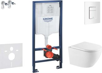 GROHE Rapid Sl - Conjunto De Instalaci&oacute;n Empotrada, Inodoro Oudee Y Asiento Softclose, Pulsador Skate Cosmopolitan, Blanco Alpino Sani11ba3114