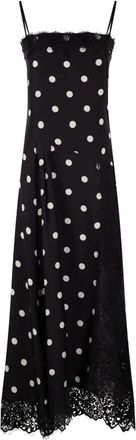 Sportmax Polka Dot Zijden Keper Maxi Jurk - Dames - Maxi kleedjes - Zwart - XS - Kleedjes