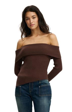 Cotton On Womens Asym Rib Off Shoulder Knit in American Oak at Nordstrom, Size Medium