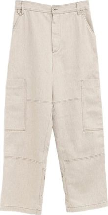 Jacquemus Jeans - Heren - Wijde Broeken - Beige - W34 - Katoen - Broeken