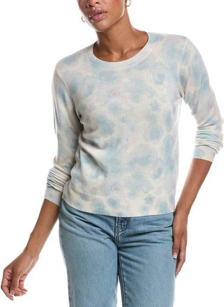 Autumn Cashmere Watercolor Floral Print Crewneck Cashmere Sweater