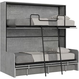 Itamoby Letto doppio a scomparsa Kando con divano cemento, grigio
