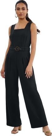 Jessica London Sleeveless Wide Leg Crepe Jumpsuit in Black at Nordstrom, Size 16