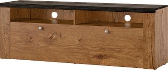 HOME AFFAIRE Lowboard »Larona, zeitloses TV Board mit 1 Klappe und 2 offenen Fächern« Breite 140 cm, Fernsehbank, viel Stauraum, dekorative Rahmenoptik