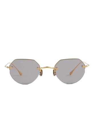 Eyevan 7285 189 metalen zonnebril met zeshoekig montuur - Goud