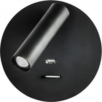 Fabrilamp Fabrilamp - Aplique 3w 4000k Giotto Redondo Negro Puerto Usb 150lm C/interruptor 14x14x12cm Orientb
