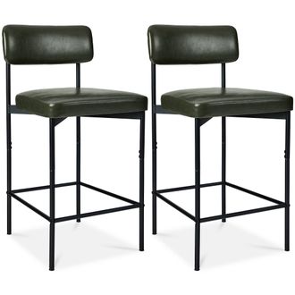 Best Choice Products Set of 2 Faux Leather Counter Stools for Kitchen Island and Dining w/ Metal Frame