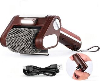OEM Limpiador El&eacute;ctrico Para Parrillas Sin Cerdas, Inal&aacute;mbrico, Recargable, 350 Rpm, Tambor De Acero Inoxidable, Luz Led, Marr&oacute;n