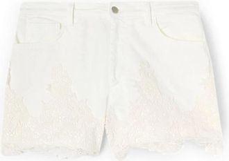 Motivi Drill Shorts met Kant - Dames - Denim shorts - Wit - L - Katoen - Korte Broeken