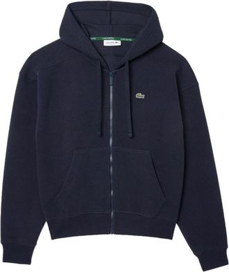 Lacoste Double Face Pique Hoodie - Dames - Vesten met rits - Blauw - M - Katoen - Hoodies & sweatvesten