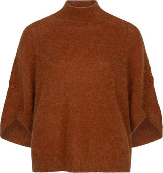 Dante6 Mahani Cape Sweater - Dames - Truien - Bruin - Maat: XS Wol