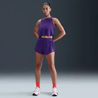 Nike Womens AeroSwift Dri-FIT ADV Mid-Rise 3 Brief-Lined Running Shorts in Purple | FN2328-547