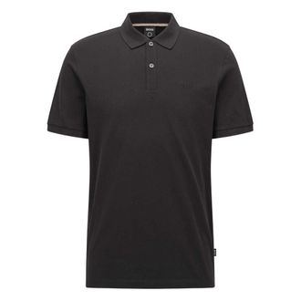 HUGO BOSS Herenpolo van katoen met geborduurd Pallas-logo (Zwart)