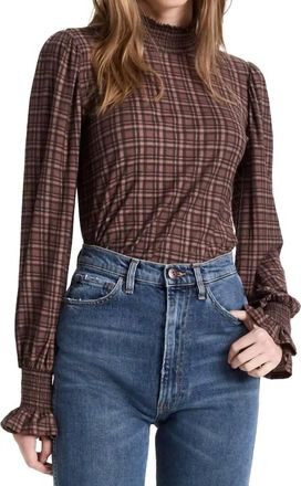 Nation Ltd Prim And Proper Plaid Top In Violet