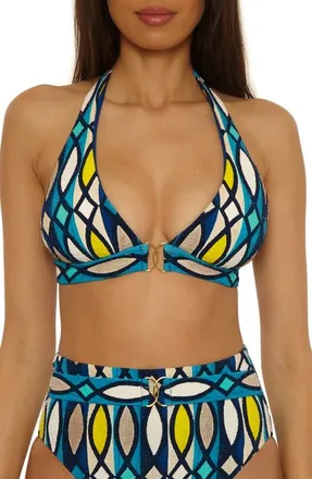 Trina Turk Paros Banded Halter Bikini Top in Multi at Nordstrom, Size 12