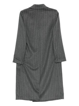 Palt&ograve; Pinstripe Wool Double-Breasted Coat - Grey