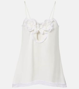 Magda Butrym Floral-appliqu&eacute; lace-trimmed silk satin camisole