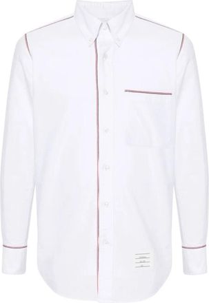 Thom Browne Wit Oxford overhemd met gestreepte rand - Heren - Casual Overhemden - Wit - S - Katoen - Overhemden