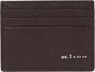 Kiton Kalfsleren kaarthouder - Heren - Accessoires - Bruin - Maat: ONE Size Leer