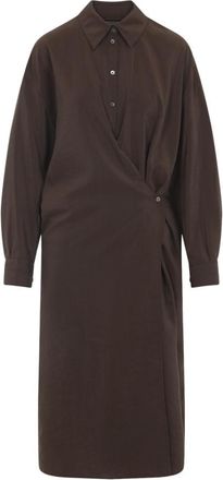 Christophe Lemaire Brown Straight Collar Twisted Dress