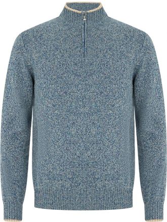 Fedeli Trui met ritssluiting - Heren - Coltruien - Blauw - L - Katoen - Truien & Vesten