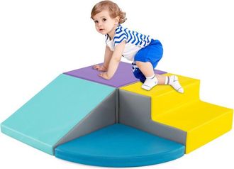 Costway Set di Blocchi in Schiuma per Bambini 4 Pezzi, Set di Costruzioni Morbide in PU + EPE per Sviluppo dei Bambini, Gioco Attivo Interno per