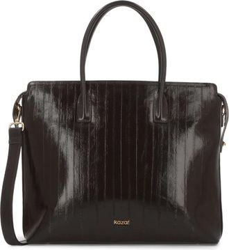Kazar Leren Aktetas met Reli&euml;f - Dames - Handtassen - Bruin - ONE Size - Leer - Tassen