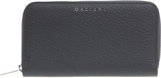 Orciani Zip Around Soft Large Leather Wallet - Dames - Portefeuilles - Grijs - ONE Size - Leer - Accessoires