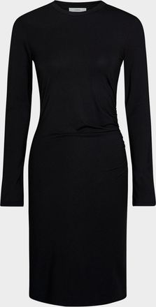 Vince Long-Sleeve Ruched Crewneck Dress