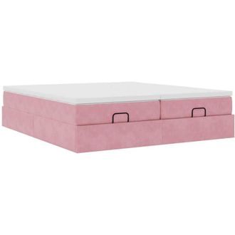 vidaXL Estructura De Cama Otomana Colchones Terciopelo Rosa 160x200cm Vidaxl