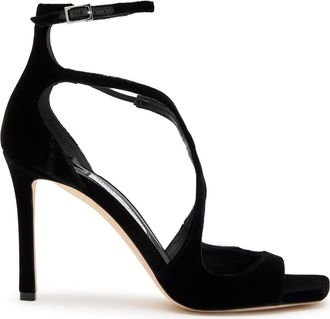 Jimmy Choo London Azia 95 Velvet Sandals - Black - 40 (IT40 / UK7)