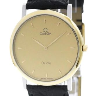 Omega Pre-owned De Ville 7400.11.01 Polshorloge - Heren - Pre-owned - Beige - Maat: ONE Size Leer