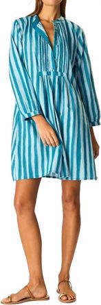 Natalie Martin Sammie Short Dress In Batik Stripe Pool