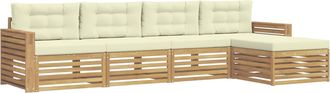 vidaXL Conjunto De Sof&aacute;s De Exterior 5 Uds. Blanco Y Crema Vidaxl