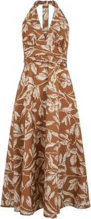 Max Mara Bella Katoen Poplin Halterjurk - Dames - Casual kleedjes - Bruin - S - Katoen - Kleedjes