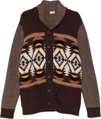Fay Gebreide Cardigan - Heren - Vesten - Bruin - M - Truien & Vesten